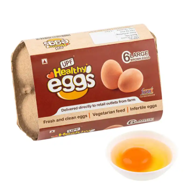 UPF Healthy Brown - Large Eggs, 6 Pieces | Protein Rich | Veg Feed | Infertile