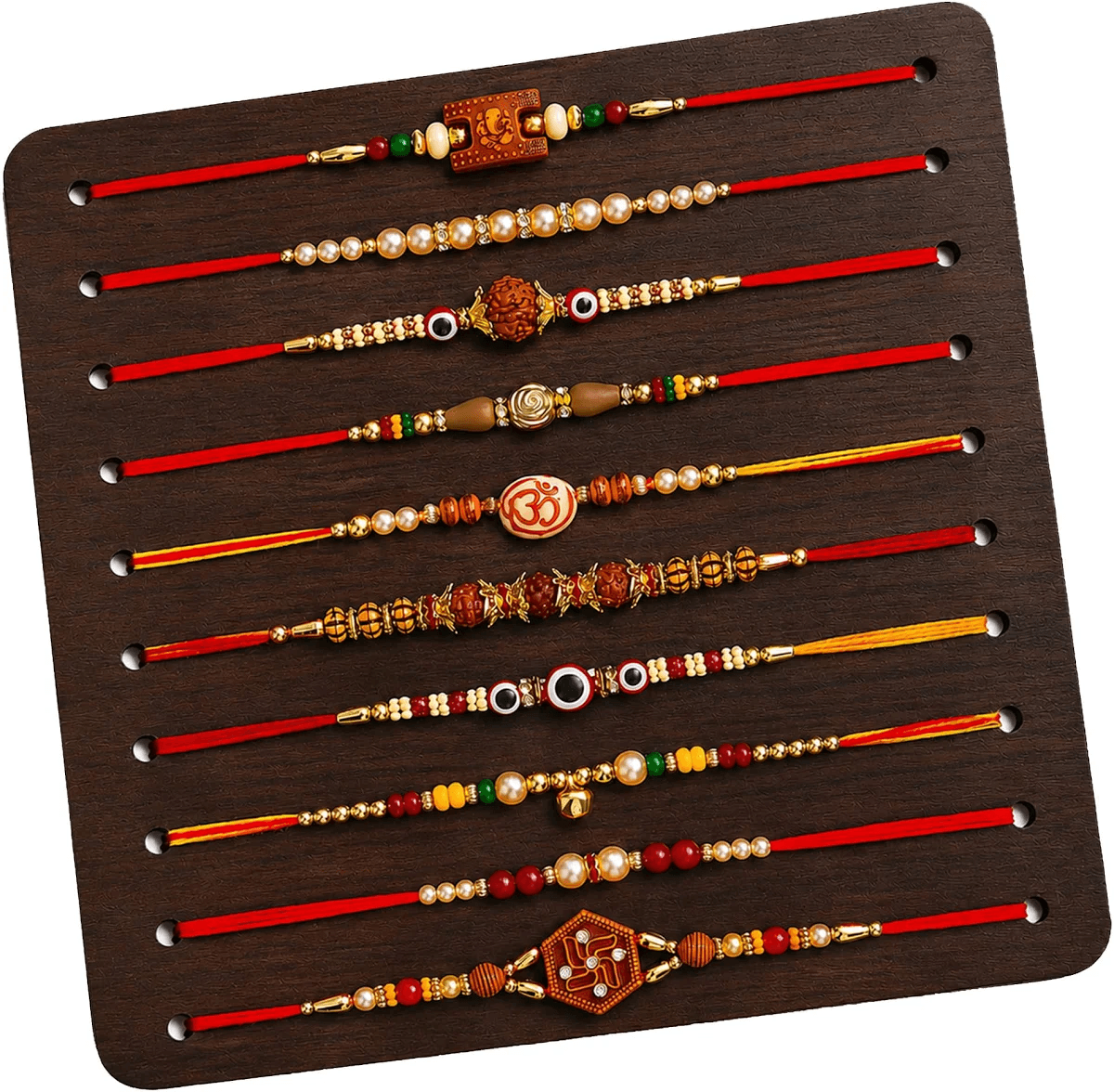 TONKWALAS Multicolor Combo of 10 Dora Rakhi Set for Men with Roli Chawal Rakhi Set for Brother
