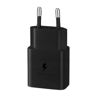 SAMSUNG 15W Type C Fast Charger (Adapter Only, Short-Circuit Protection, Black)